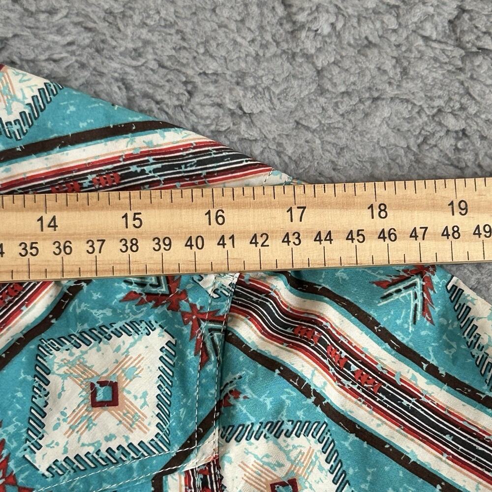 Rock & Roll Cowboy Shirt Mens Large Blue Aztec Snap Front Modern Fit Long Sleeve - Picture 10 of 16
